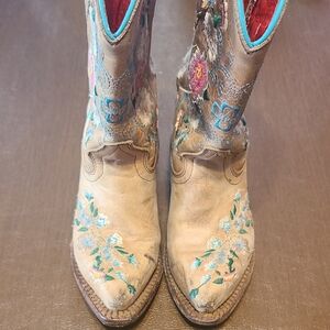Macie Bean Kids Snip Toe Embroidered Western Cowboy Boots Sz 10T